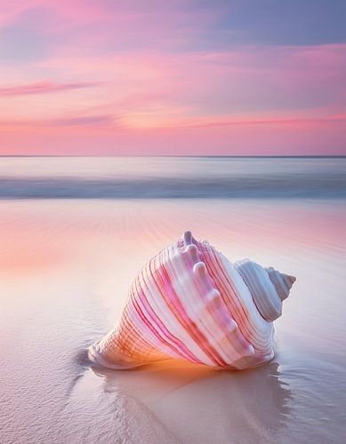 Schelpenmagie in een roze zonsondergang