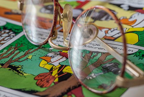 Kinderbril op stripblad van Willy Wortel