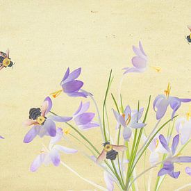 Crocuses and bumblebees by Fionna Bottema