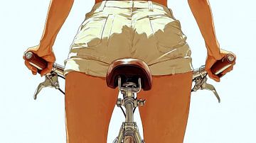 Vrouw op fiets van Frank Heinz