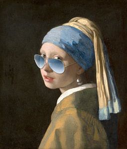 Mädchen mit dem Perlenohrring und blauer Sonnenbrille