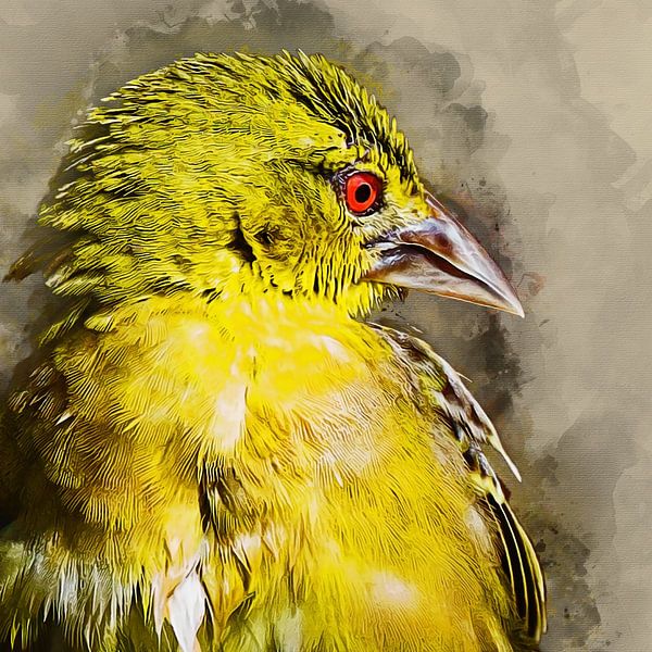 Yellow bird (kunst) van Art by Jeronimo
