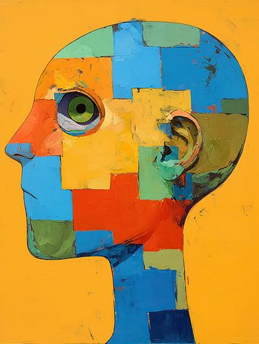 Grünes Auge | Moderner Kopf mit Blenderblöcken