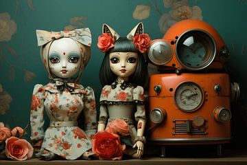 Still life with tin dolls by Ton Kuijpers