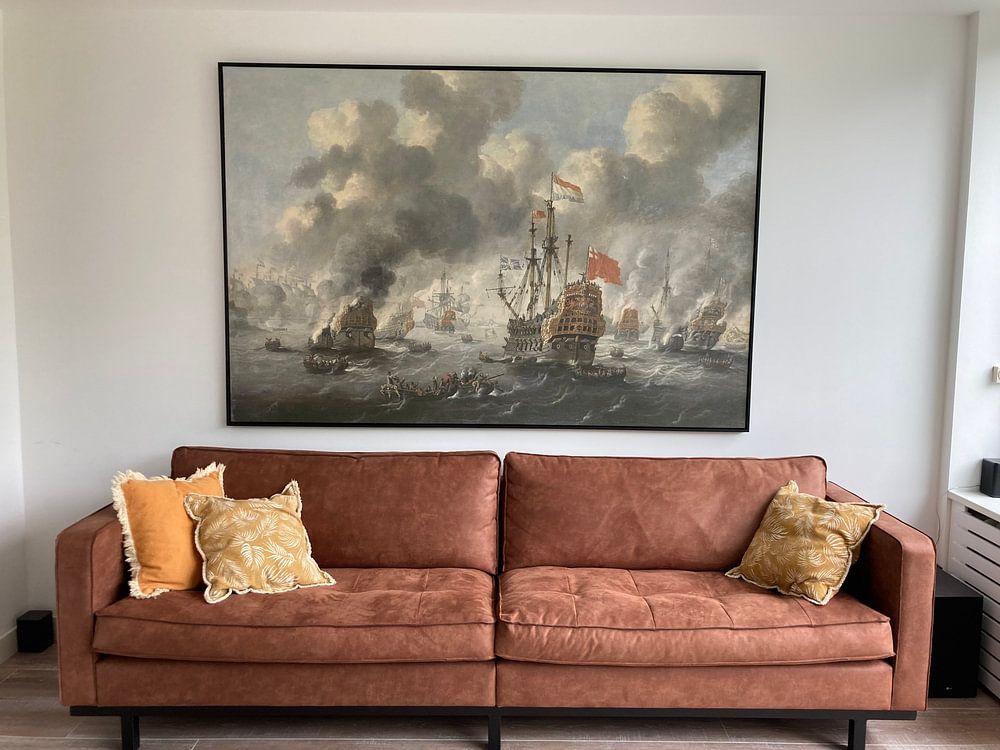 VOC Sea Battle painting: The burning of the English fleet off Chatham, 20 June 1667, Peter van de 