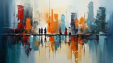 Panorama of abstract city painting Painting by Animaflora PicsStock