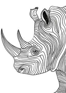 Lines art animal rhinoceros
