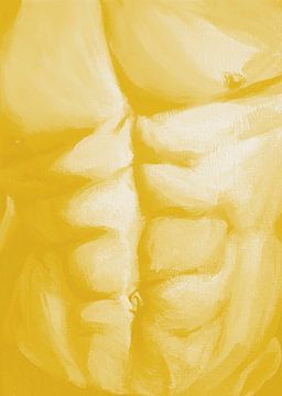 Gespierd mannelijk bovenlijf Vrolijk Geel van Krista Kitsz Art