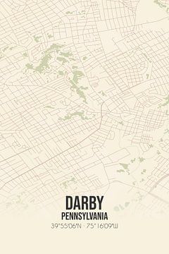 Vintage landkaart van Darby (Pennsylvania), USA. van MijnStadsPoster