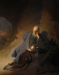 Jeremia beklagt die Zerstörung Jerusalems - Rembrandt van Rijn