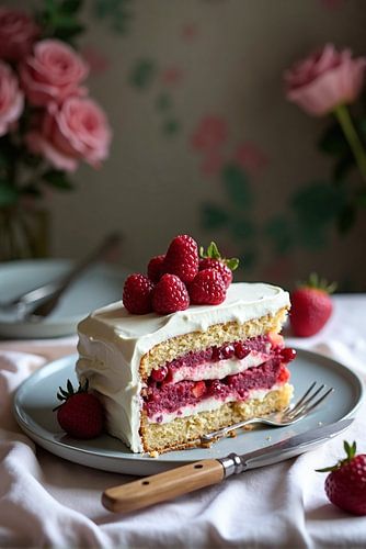 Zoet Moment – Romige taart met zomerfruit in zachte sfeer