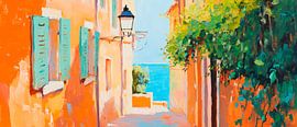 Ruelle colorée au bord de la mer - Flair méditerranéen sur Poster Art Shop