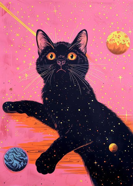 Black cat in space 3 #cat by JBJart Justyna Jaszke