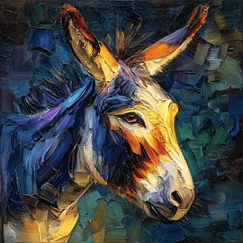 A charming donkey in oil paint by Prints of Place