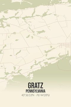 Vintage landkaart van Gratz (Pennsylvania), USA. van Rezona