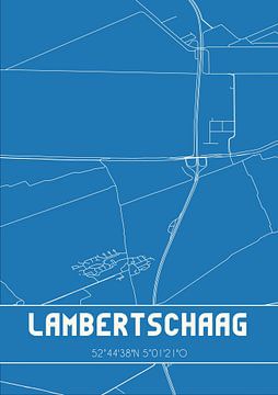 Blauwdruk | Landkaart | Lambertschaag (Noord-Holland) van MijnStadsPoster