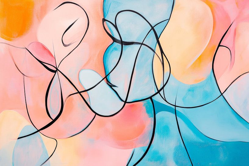 Abstrakte Gesichter in sanften Farben von Poster Art Shop