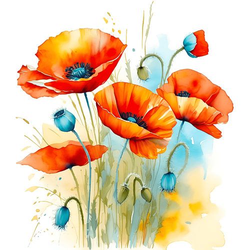 Mohnblumen in Aquarell