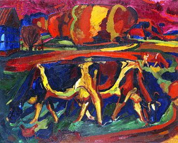 PETER AUGUSTUS BÖCKSTIEGEL, Paysage avec vaches, 1921