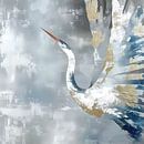 Serene Reflection: Blue-Gold Heron by Color Square thumbnail