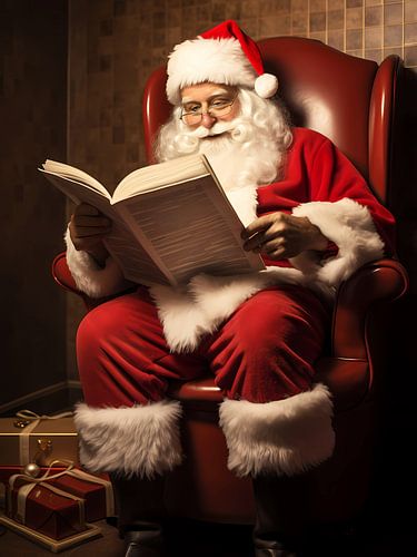 Der glückliche Weihnachtsmann liest ein Buch von haroulita