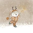 Hirsche im Schnee mit Feuerwerk von Teuni's Dreams of Reality Miniaturansicht