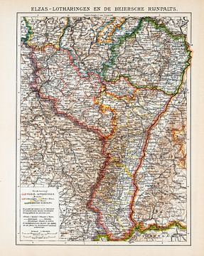 Carte d'époque Alsace Lorraine et Bavière Rhin Palatinat sur Studio Wunderkammer