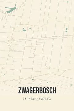Vieille carte de Zwagerbosch (Fryslan) sur Rezona