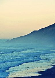 Morning fog over the beach mixed media by Werner Lehmann