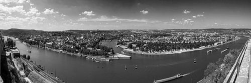 Panorama van Koblenz (zwart-wit)