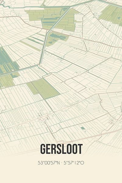 Vintage map of Gersloot (Fryslan) by Prints of Place