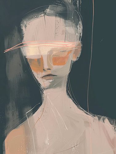 Modern abstract portret in roze