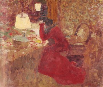 Vrouw in een rode jurk, of J.R. tegen een raam, Édouard Vuillard Vuillard.