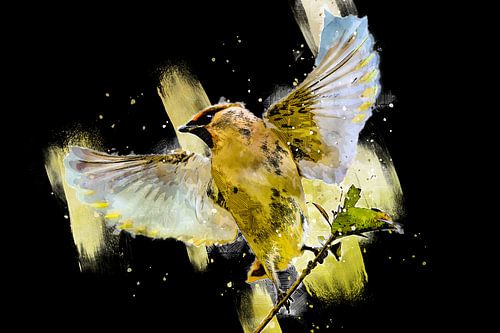 Pestvogel - Digital art uitvoering - Zwart - Roze