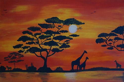 Savanne - Fluss - Giraffen