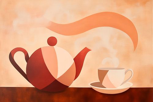 Koffietijd met geometrische theepot
