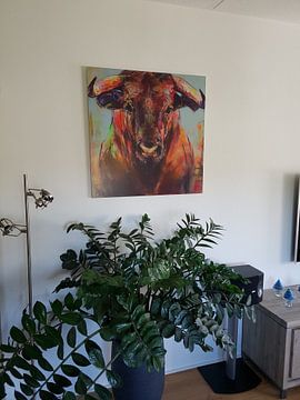 Klantfoto: Schilderij van een portret van een stier