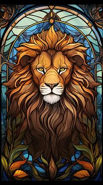 Lion (glas in lood) van Harry Herman