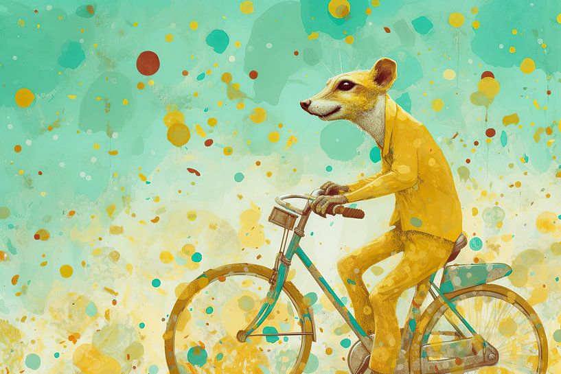 Meerkat Cycling | Abstract painting by Eye catching paintings
