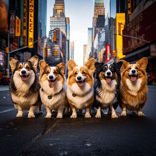 Welsh Corgis in downtown New York