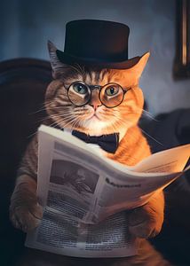 Poster Chat Tabby Chapeau Intelligent et Amusant
