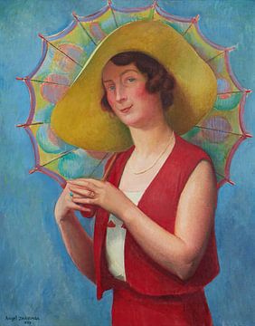 Ángel Zárraga - Jonge vrouw met parasol (1932) van Peter Balan