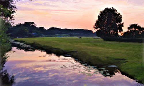 Landschap in lila en groen