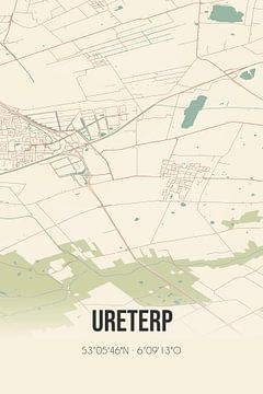 Vintage landkaart van Ureterp (Fryslan) van MijnStadsPoster