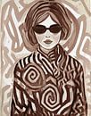 TW Living - MODERN ART - japandi art woman - brown van TW living thumbnail
