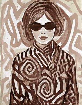 MODERN ART - japandi art woman - brown