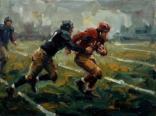 Impressionistic American Football Action Scene