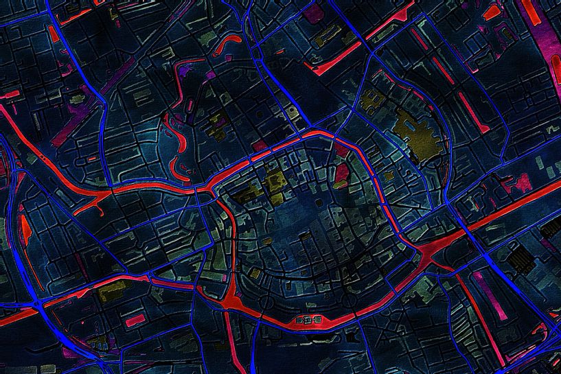 Kaart van Groningen donker van Maps Are Art