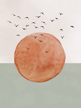 Neutrale Aarde Tinten | Mid-Century Minimalistisch Abstract Modern Kunstwerk 02 van Colors of Spring