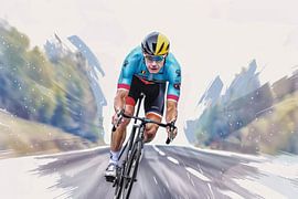 Painting, watercolour, sport, cycling -3 by Peter Pen Drawings and Paintings